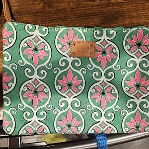 Crown & Ivy Green and Pink Patterned Clutch